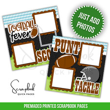 Football Scrapbook Pages Sports 2 PRINTED Premade Scrapbook Quick Pages 74