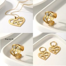 Custom Name Necklace Earring Ring Heart Pendant Chain Customized Jewelry Gift