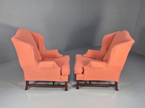 2 Vintage Georgian Style Wingback Armchairs 1950s Reproduction EB9469 VCLO - Picture 11 of 15