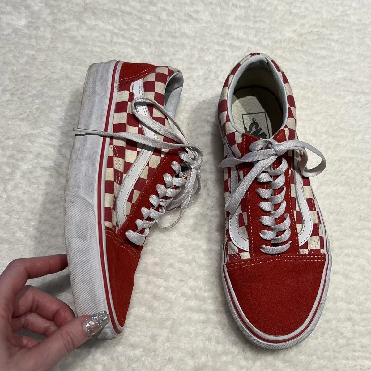 fange svinge bold Vans Old Skool Red Checkered Low Tops Us Women's 8 | eBay