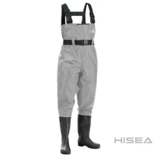 Fishingsir Grey 2-Ply Nylon PVC Waterproof Fishing Chest Waders (US Sz 12M)