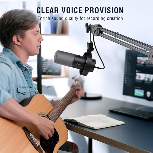 Dynamic Podcast Microphone Set with Boom Arm Stand, Studio XLR/USB Microphone fo - Picture 7 of 8