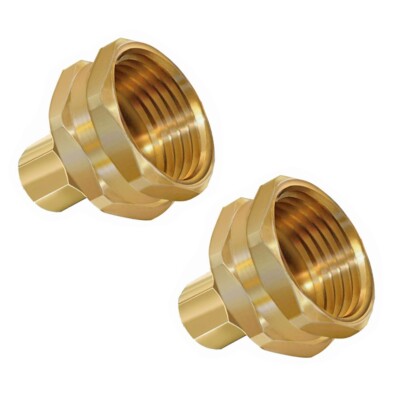 ¾  GHT Garden Hose Thread Female to ¼  Compression Brass Adapter (2 Pack)