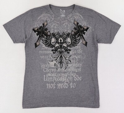 The Raw Uncut Shirt Grunge AOP Skater Wings Loyal Graphic Gray Vintage Y2K