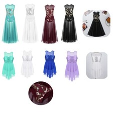 Girls Lyrical Dance Dress Ballet Sweetheart Sequins Leotard Tutu Skirt Costume