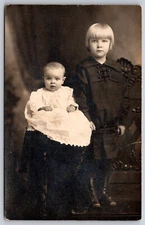 Studio Portrait of Baby Infant and Young Child RPPC Real Photo Postcard