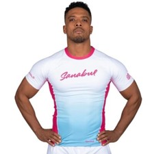Sanabul Tropic Vice BJJ Rash Guard White MMA Compression Top Grappling Rashguard