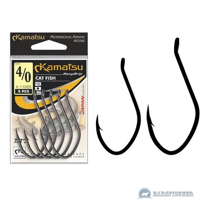 KAMATSU K-11026 CAT FISH WALLERHAKEN, 4/0-10/0 BLACK NICKEL WELSHAKEN, HOOKS NEU
