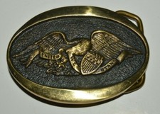 Vintage 1976 United We Stand High End Heritage Mint Eagle Patriotic Belt Buckle