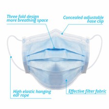 50/100/200 Premium Disposable Face Masks Medical Surgical Dental 3-Ply Ear loop