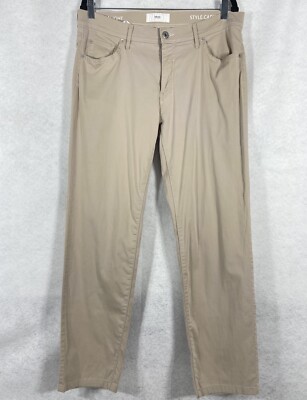 Brax Cadiz Pants Mens 34x29 Beige Ultralight Straight Leg Chino Stretch