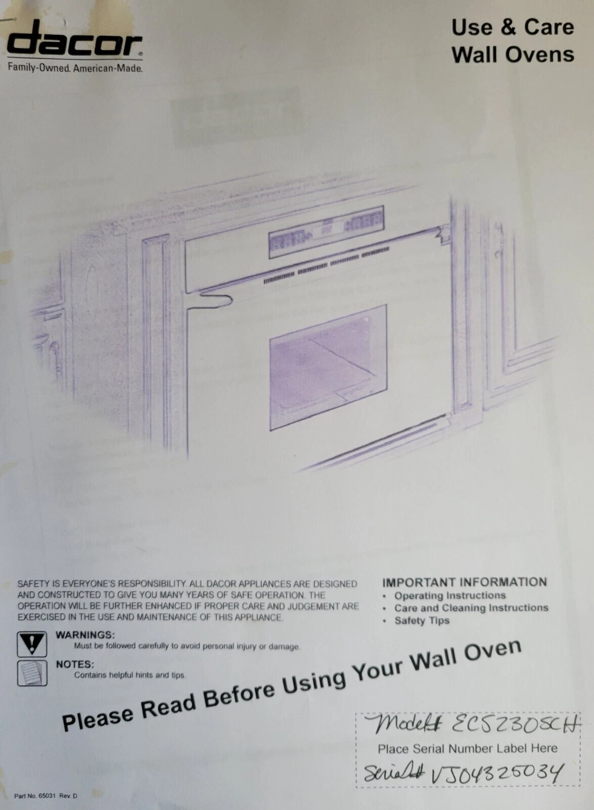 Hornos De Pared eléctrica Dacor