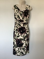 Phase Eight Cream Floral Cowl Neck Dress Size 12