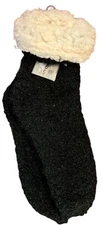 Bandolino Warm Slipper Socks Cozy Sherpa-Lined Women’s Size 9-11 Sparkly Black
