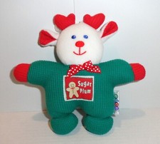 Vintage Eden Sugar Plum Reindeer Plush Waffle Fabric Baby Rattle Toy P61
