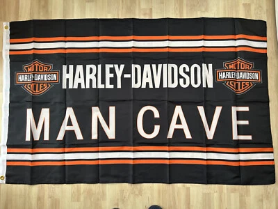 MASSIVE 5'x3' (150x90cm) HARLEY-DAVIDSON FLAG MAN CAVE, SHE-SHED GREAT GIFT