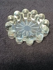 Vintage Bubble Clear Glass Round Ashtray