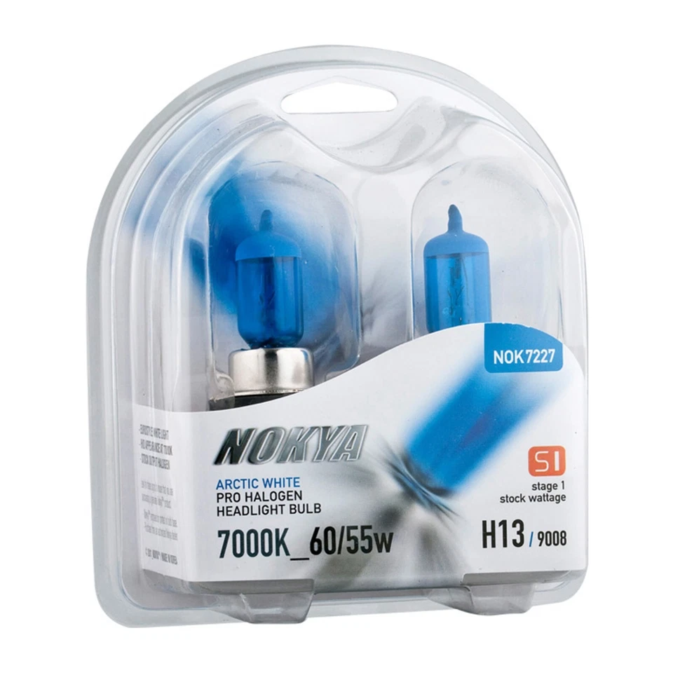 Nokya 7000K Blanco 9008 H13 Nok7227 60/55W Dos Bombillas Cabeza Luz Reemplazar Stock OE Foto 3 de 4