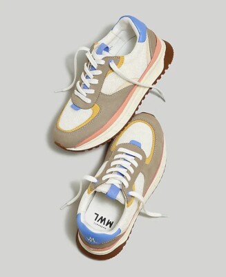 Madewell Womens Kickoff Trainer Sneakers Canvas and Suede Size 10