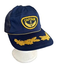 Vintage Military Cap Hat Captain Navy Snap-back Mesh Back Made In USA