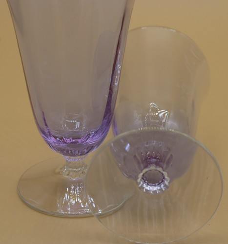 Fostoria Wisteria Lavender Juice Glasses (Set of 2) 4 1/2" Tall ~Neodymium Glass - Picture 7 of 13