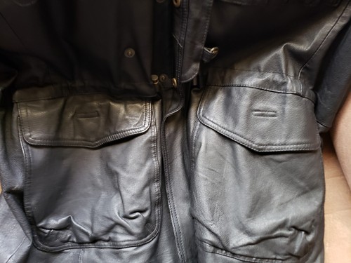 Context Men's Black Leather Long Coat, Size XL.Preowned. - Picture 5 of 13