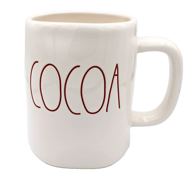 #ad Rae Dunn 5x3.75quot; Cocoa Coffee Mug Cup 20oz ivory White Red $46.09