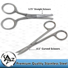 2Pc Straight & Curved Mustache Nose Ear Beard Hair Remover Scissors Trimmer