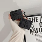 Cool Black Matte Embossed Anti-drop Square Case For AirPods 1 2 3 4 Pro 2 Pro 3
