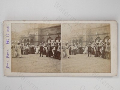 Peel Park Salford Crowd Edwardian Fashion 1905 VTG  Stereoview