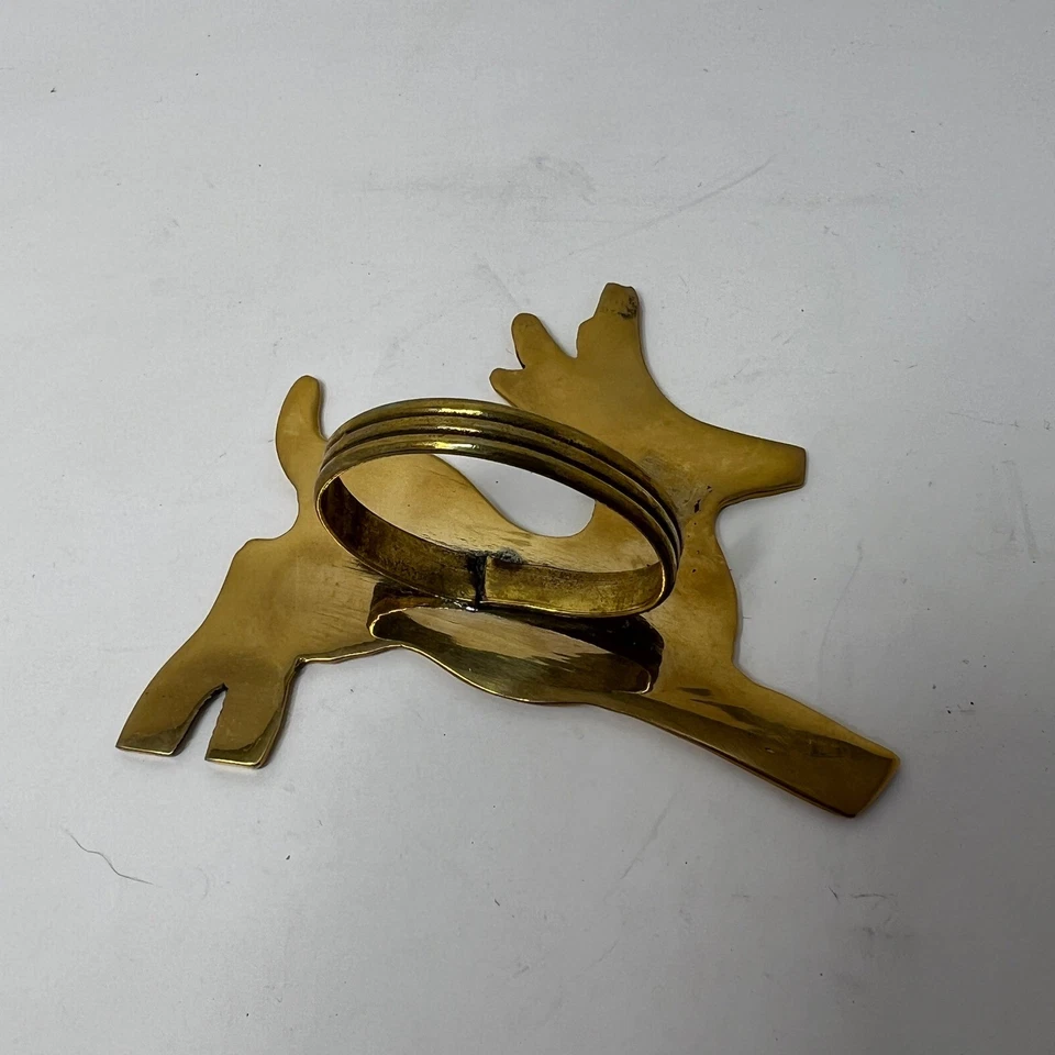 Juego de 4 servilletas vintage de latón para reno decoración de mesa de Navidad Foto 4 de 4