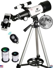 70mm Aperture 400mm AZ Mount Refracting Telescope for Kids & Beginners, Travel