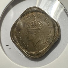 British India 1943 1/2 Anna - RARE UNC Beautiful Patina Combine Shipping - Bin 3