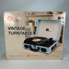 1 by One Turquoise Vintage Style Record Player Turntable Read Description
