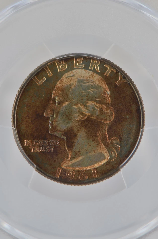 PR64 1961 PCGS GRADED SILVER WASHINGTON QUARTER PROOF TONED UNC. RARE COIN #776 - Image 4 of 4