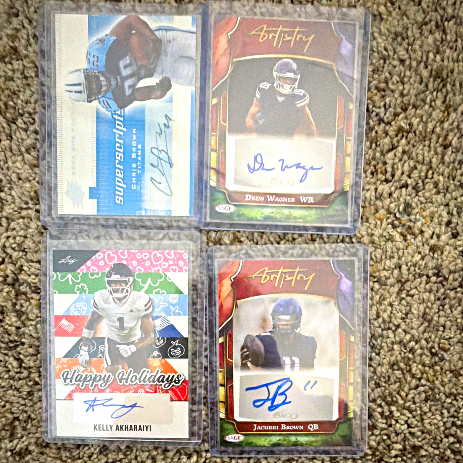 SAGE 2023 Autograph 4-Card Lot Drew Wagner Jacurri Brown Akhariayi Brown
