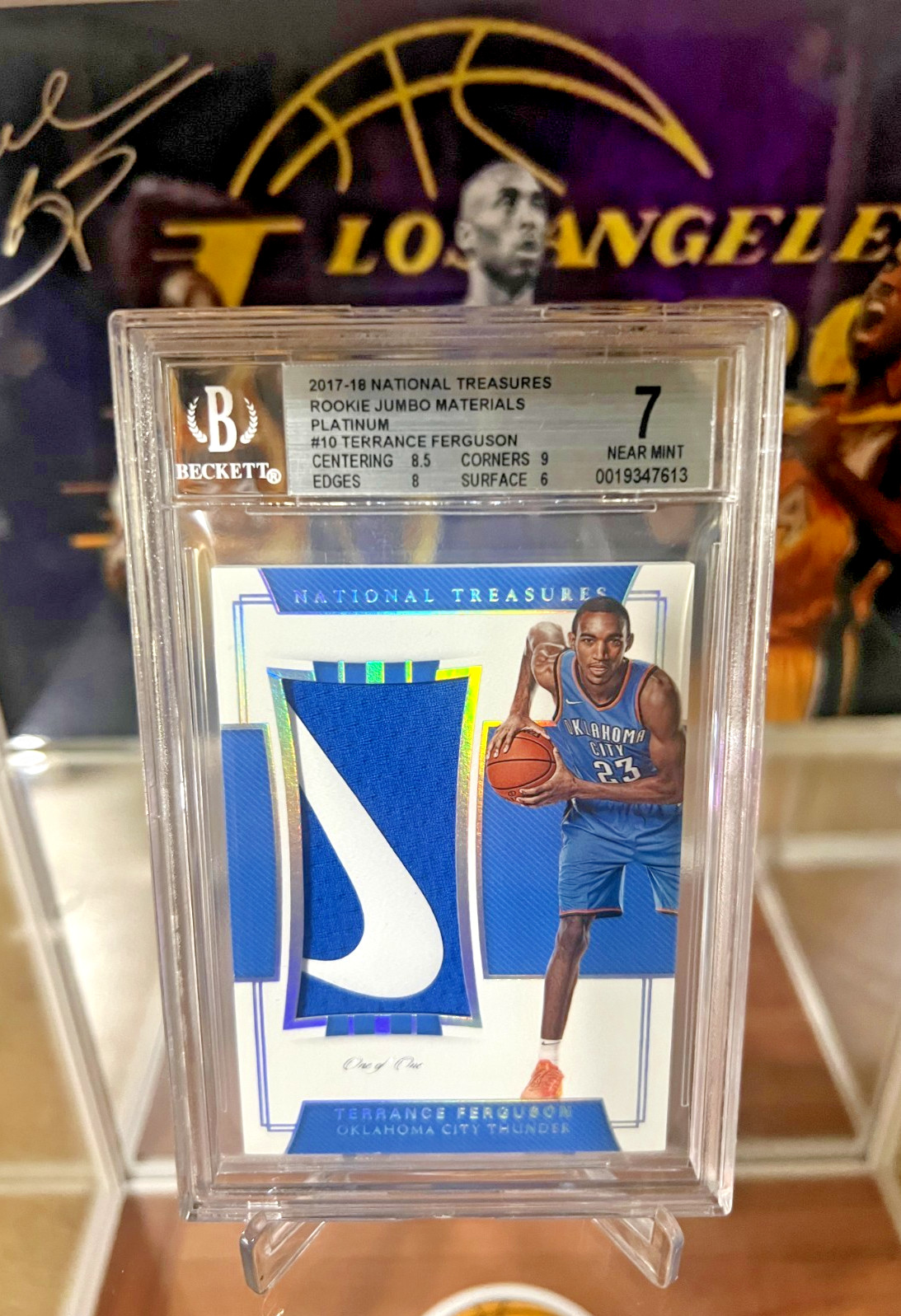 2017-18 National Treasures Terrance Ferguson 1/1 Relic Patch BGS 7 One of One view 16