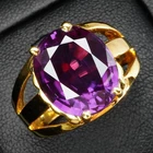 24K Gold 925 Sterling Silver Rings Glittering Color Change Spinel Oval 9.20Ct