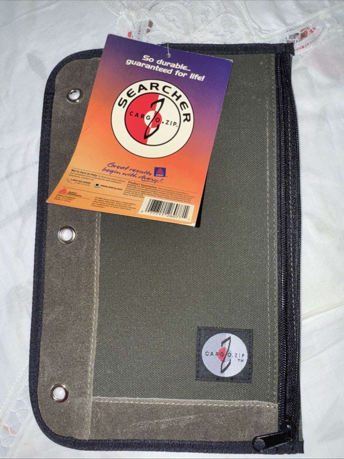 Pouch For Use In 3 Ring Binder, Canvas W/leather Accents.
