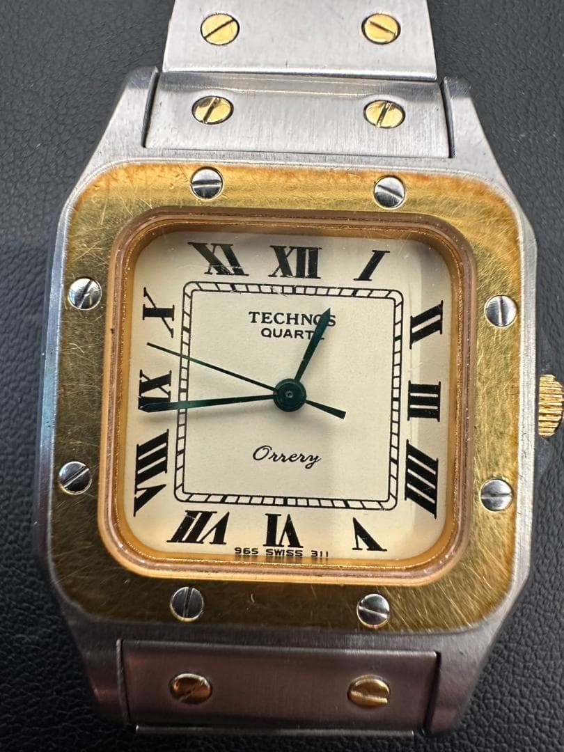 Technos Quartz Watch Square Two-Tone Roman Numeral Vintage image 2