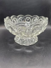 Vintage L.E.Smith Clear Footed Dessert Bowl 2.75"x4.5"  Moon and Stars MCM Retro