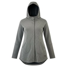 North Face SoftShell Flashdry Gray Hooded Jacket Women LARGE Thumb Holes