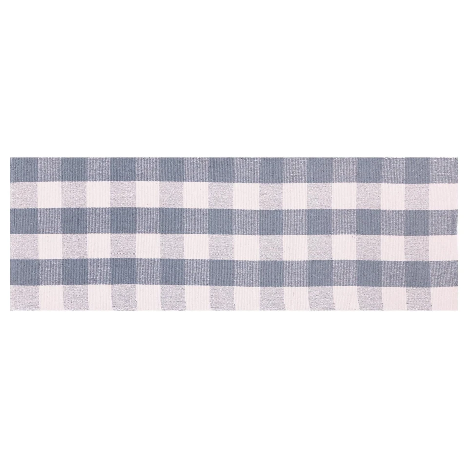Alfombra Buffalo a Cuadros 2x6 Pies Gris y Blanco Corredores para Pasillos Lavable a Cuadros... Foto 2 de 4