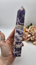 Large Chevron Amethyst Crystal Tower Point Healing 19.8cm 462g Purple Stress