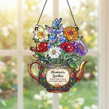 Personalized Grandma Garden Suncatcher Birth Flower Acrylic Window Hanging Gift