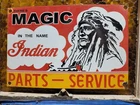 VINTAGE INDIAN MOTORCYCLE PORCELAIN SIGN DEALER SERVICE SALES BIKE PARTS 17"