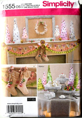 SIMPLICITY CRAFT PATTERN 1555 CHRISTMAS DECORATIONS SWAG WREATH TREES  UNCUT  FF