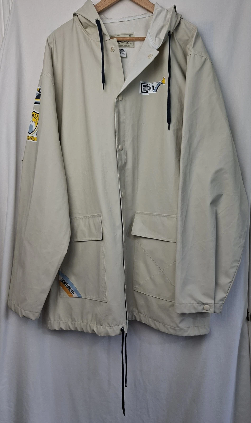 Ecko Unltd. Men's Graphic Cream Waterproof Jackets Size XXL