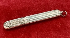 ANTIQ VTG STERLING SILVER VICTORIAN EDWARDIAN NEEDLE FILE CASE WITH ORIG NEEDLE!