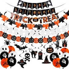 Herbbree 27PCS Halloween Decorations Indoor Set,Reusable Happy Halloween Bann...